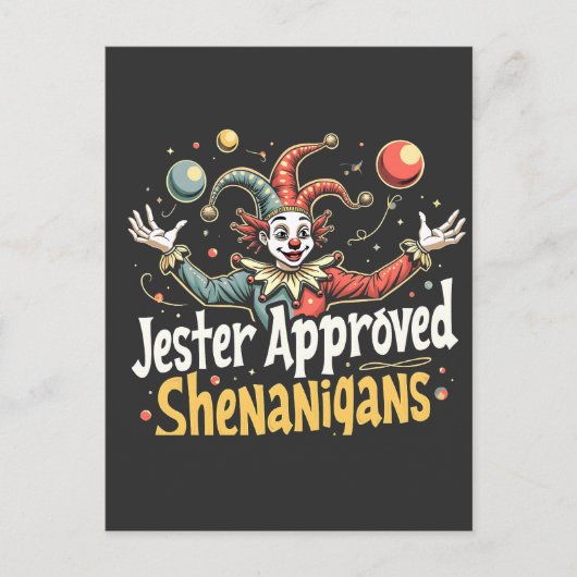 Jester Goedgekeurd Shenanigans Circus Clown Briefkaart (Voorkant)