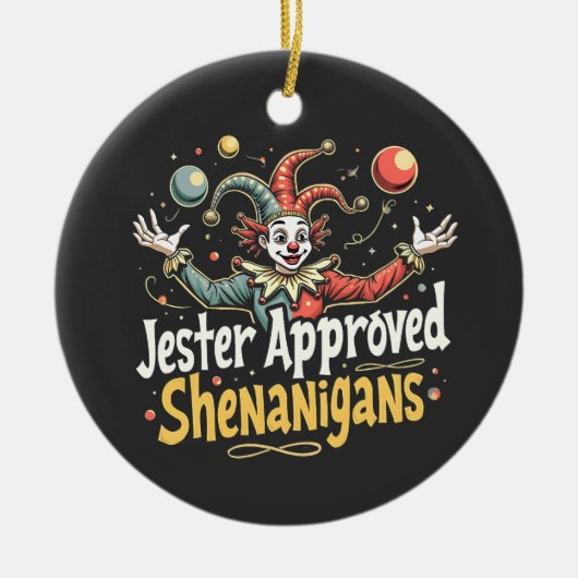 Jester Goedgekeurd Shenanigans Circus Clown Keramisch Ornament (Voorkant)