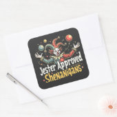 Jester Goedgekeurd Shenanigans Circus Clown Vierkante Sticker (Envelop)