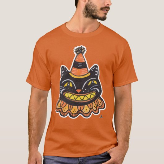 Jester Halloween  Art Cartoon Cat T-shirt (Voorkant)