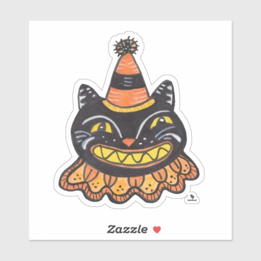 Jester Halloween  Hand getrokken Cat Sticker (Vel)