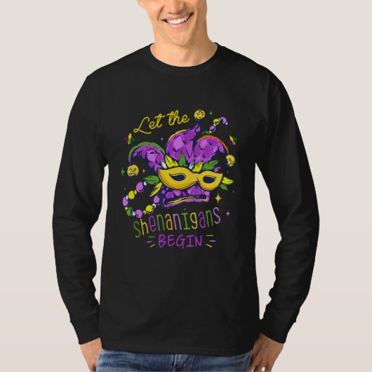 Jester Hat Let The Shenanigans Begin Mardi Gras Pa T-shirt (Voorkant)