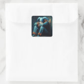 Jester in wanhoop draagt blauw vierkante sticker (Tas)