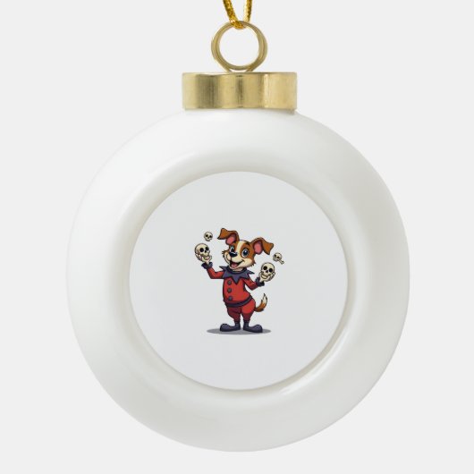 Jester Jack Russell Keramische Bal Ornament (Voorkant)