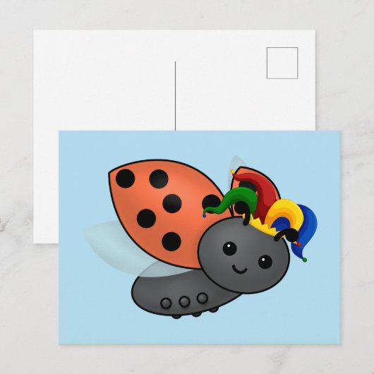 Jester Ladybug Classic Round Sticker Briefkaart (Voorkant / Achterkant)