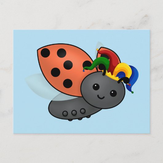 Jester Ladybug Classic Round Sticker Briefkaart (Voorkant)
