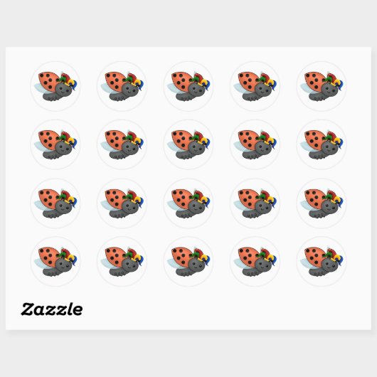 Jester Ladybug Ronde Sticker (Vel)
