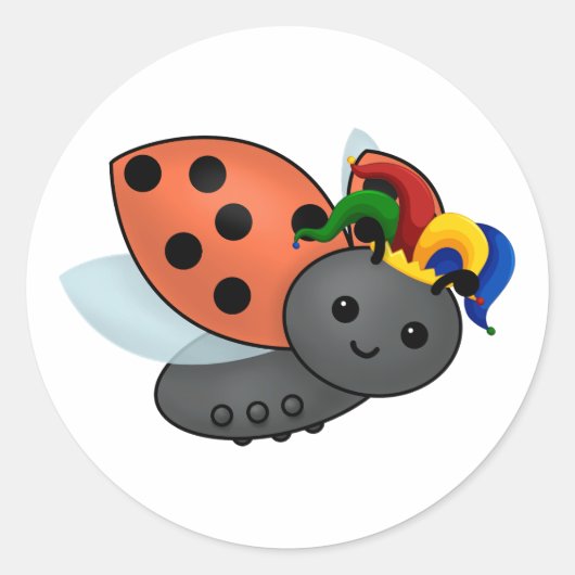 Jester Ladybug Ronde Sticker (Voorkant)