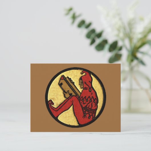 Jester lezen briefkaart (Staand voorkant)