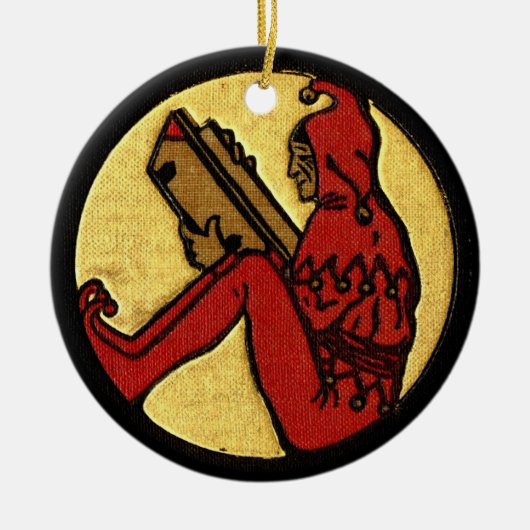 Jester lezen keramisch ornament (Voorkant)