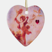 JESTER LOVE, CUPID VALENTIJN MONOGRAM Pink Ruby Keramisch Ornament (Rechts)