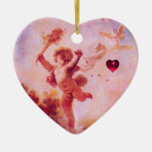 JESTER LOVE, CUPID VALENTIJN MONOGRAM Pink Ruby Keramisch Ornament (Voorkant)