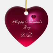 JESTER LOVE, CUPID VALENTIJN MONOGRAM Pink Ruby Keramisch Ornament (Achterkant)