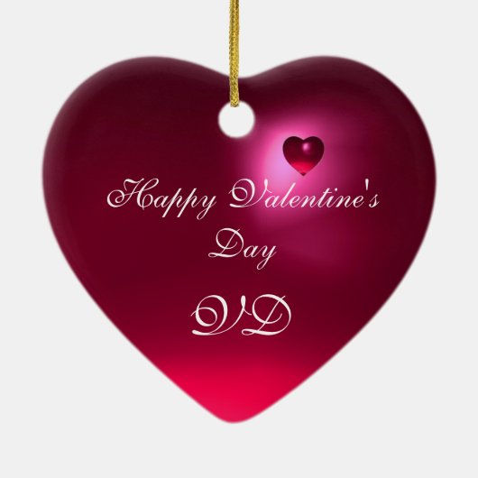 JESTER LOVE, CUPID VALENTIJN MONOGRAM Pink Ruby Keramisch Ornament (Achterkant)