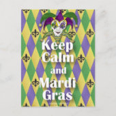 Jester Mask Keep Calm en Mardi Gras Briefkaart (Voorkant)