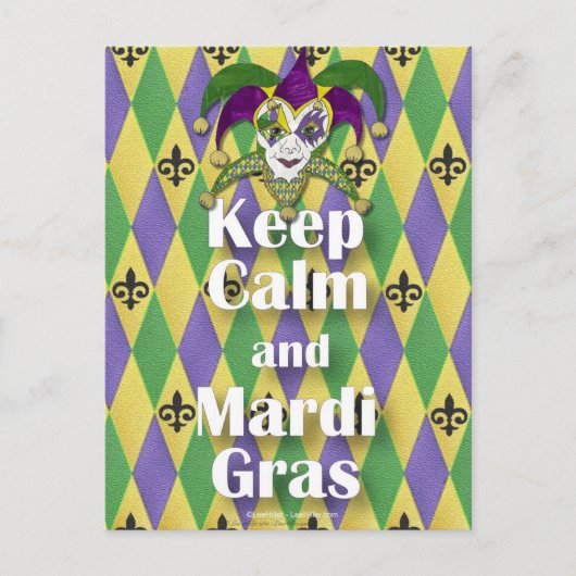Jester Mask Keep Calm en Mardi Gras Briefkaart (Voorkant)