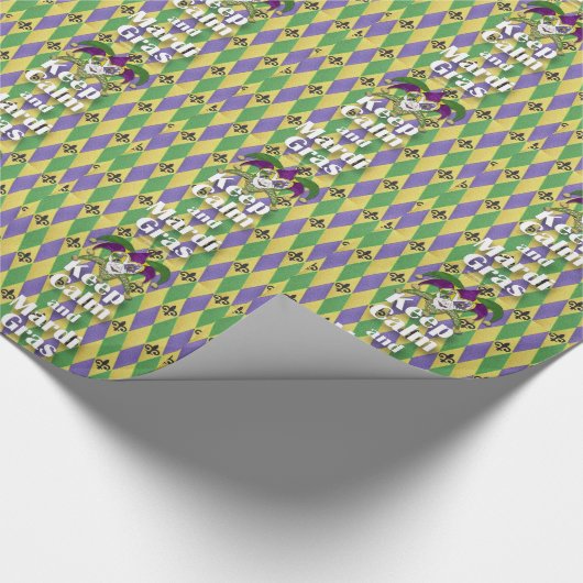 Jester Mask Keep Calm en Mardi Gras Cadeaupapier (Hoek)