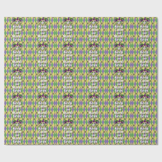 Jester Mask Keep Calm en Mardi Gras Cadeaupapier (Vlak)