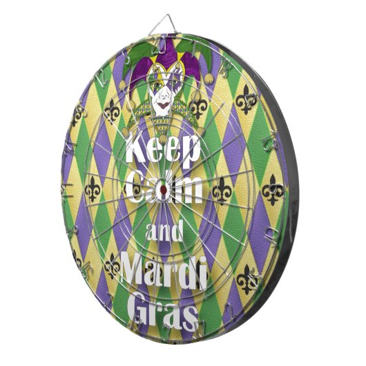 Jester Mask Keep Calm en Mardi Gras Dartbord (Voorkant Rechts)