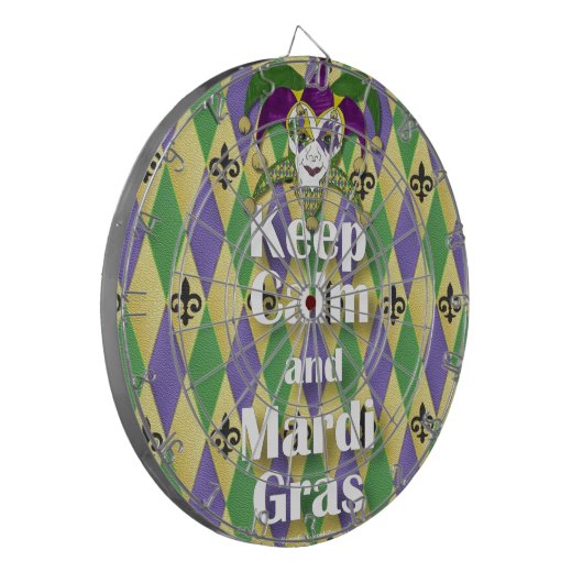 Jester Mask Keep Calm en Mardi Gras Dartbord (Voorkant Links)