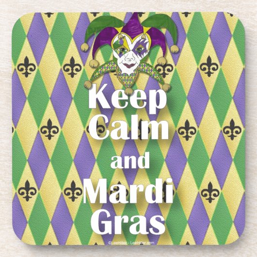 Jester Mask Keep Calm en Mardi Gras Drankjes Onderzetter (Voorkant)