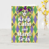 Jester Mask Keep Calm en Mardi Gras Kaart (Gele Bloem)