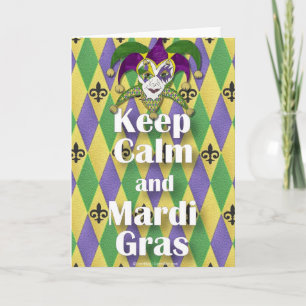 Jester Mask Keep Calm en Mardi Gras Kaart