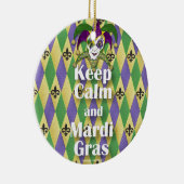 Jester Mask Keep Calm en Mardi Gras Keramisch Ornament (Rechts)