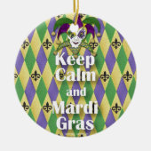 Jester Mask Keep Calm en Mardi Gras Keramisch Ornament (Voorkant)