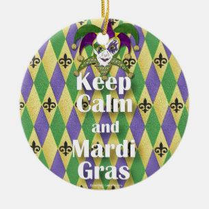 Jester Mask Keep Calm en Mardi Gras Keramisch Ornament