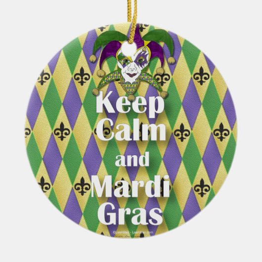 Jester Mask Keep Calm en Mardi Gras Keramisch Ornament (Voorkant)