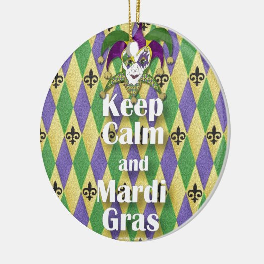 Jester Mask Keep Calm en Mardi Gras Keramisch Ornament (Links)