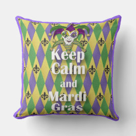 Jester Mask Keep Calm en Mardi Gras Kussen