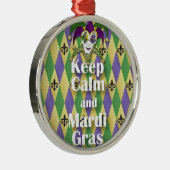 Jester Mask Keep Calm en Mardi Gras Metalen Ornament (Rechts)