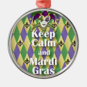 Jester Mask Keep Calm en Mardi Gras Metalen Ornament