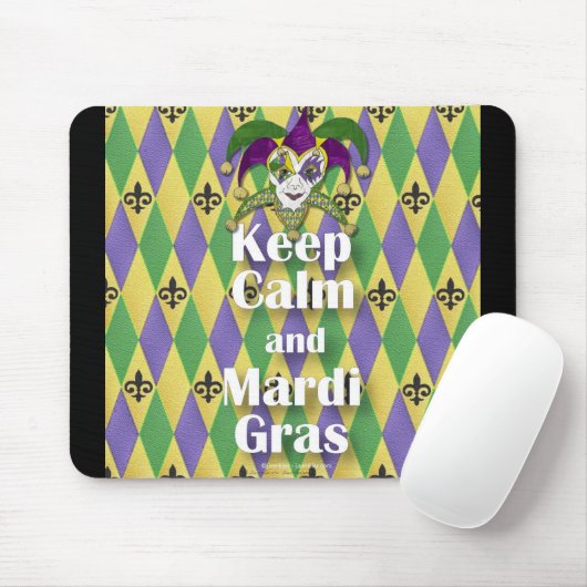 Jester Mask Keep Calm en Mardi Gras Muismat (Met muis)