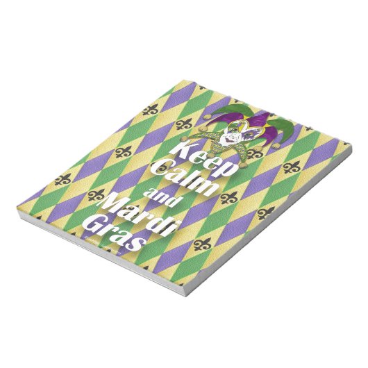 Jester Mask Keep Calm en Mardi Gras Notitieblok (Linkerzijde)