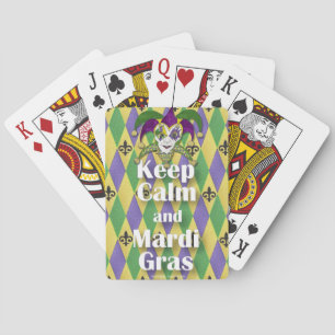 Jester Mask Keep Calm en Mardi Gras Pokerkaarten