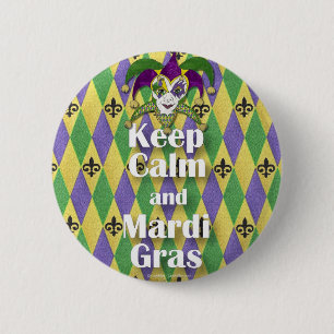 Jester Mask Keep Calm en Mardi Gras Ronde Button 5,7 Cm