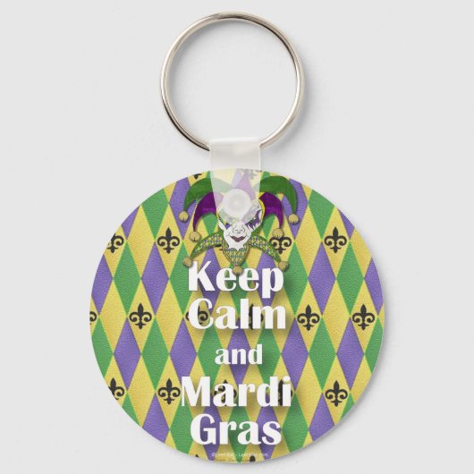 Jester Mask Keep Calm en Mardi Gras Sleutelhanger (Voorkant)