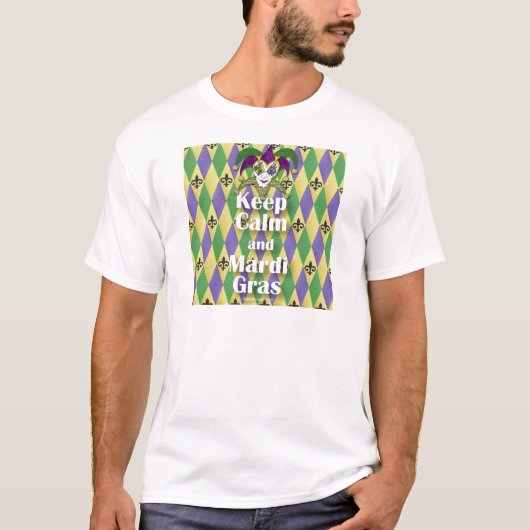 Jester Mask Keep Calm en Mardi Gras T-shirt (Voorkant)