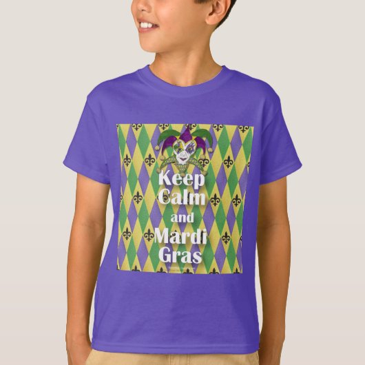 Jester Mask Keep Calm en Mardi Gras T-shirt (Voorkant)