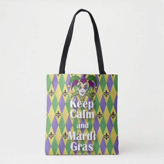 Jester Mask Keep Calm en Mardi Gras Tote Bag (Voorkant)