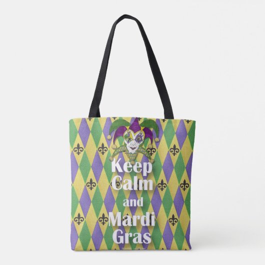 Jester Mask Keep Calm en Mardi Gras Tote Bag (Achterkant)