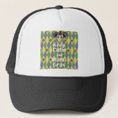 Jester Mask Keep Calm en Mardi Gras Trucker Pet (Voorkant)