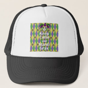 Jester Mask Keep Calm en Mardi Gras Trucker Pet