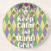Jester Mask Keep Calm en Mardi Gras Zandsteen Onderzetter (Voorkant)