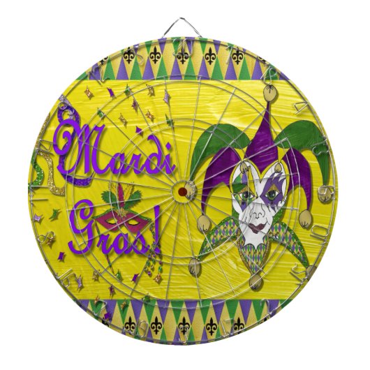 Jester Mask Mardi Gras Harlekijn Dartbord (Voorkant)