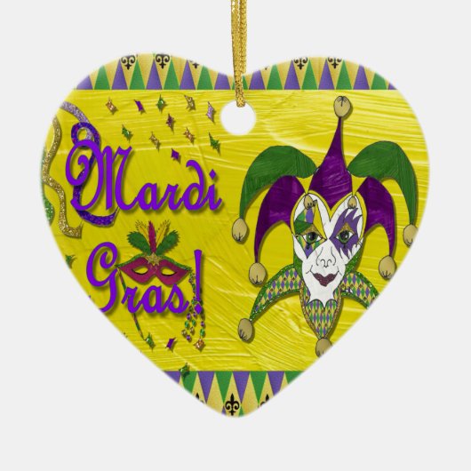 Jester Mask Mardi Gras Harlekijn Keramisch Ornament (Voorkant)