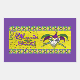 Jester Mask Mardi Gras Harlekijn Rechthoekige Sticker